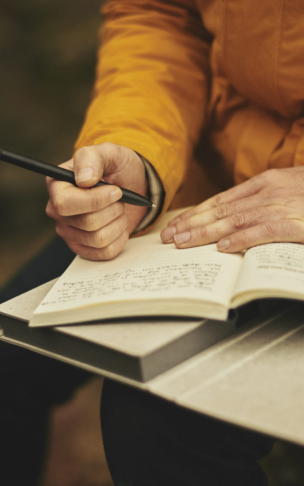 A lady writing