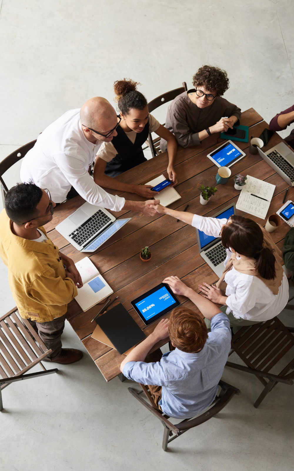 business men and women working